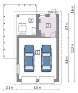 Проект гаража на 2 авто с красивой террасой