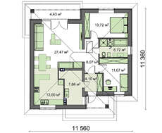 Проект одноэтажного коттеджа с крытой террасой
