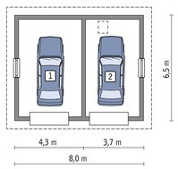 Проект гаража на 2 авто под четырехскатной крышей