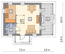 Проект небольшого дома с 2 спальнями