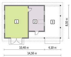 Проект гаража с большим навесом и мансардой