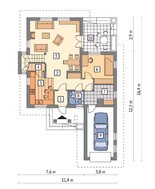 Проект особняка на 4 спальни с крышей сложной формы