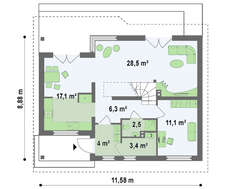 Проект экономичного комфортного коттеджа с мансардой