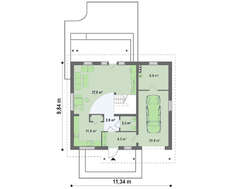 Проект аккуратного дома со встроенным гаражом для одной машины