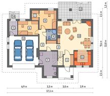 Проект большого дома с гаражом на 2 авто