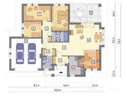 Проект одноэтажного дома с гаражом на 2 авто