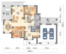Проект современного особняка с гаражом на 2 авто
