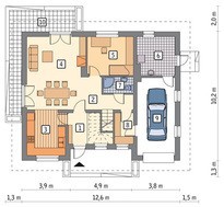 Проект двухэтажного жилого дома с гаражом