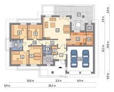 Проект одноэтажного дома на 5 спален