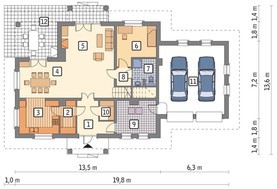 Проект изящного строения с гаражом на 2 авто