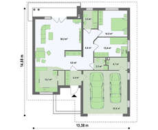 Проект большого одноэтажного дома с гаражом для двух авто