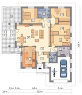 Проект одноэтажного особняка с большой террасой
