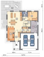 Проект особняка с большой террасой на втором этаже