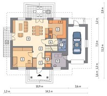 Проект видного особняка с высокой крышей