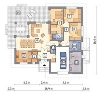 Проект одноэтажного дома в жизнерадостных тонах