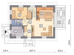 Проект двухэтажного дома с интересным кирпичным декором