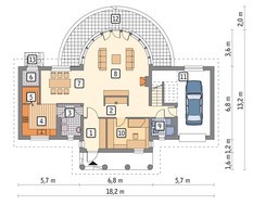 Проект великолепного дома с круглым эркером