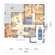 Проект одноэтажного особняка декорированного натуральным камнем