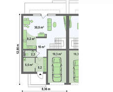 Проект дома на две семьи современного дизайна