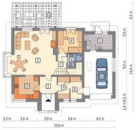 Проект красивого дома с квадратным эркером