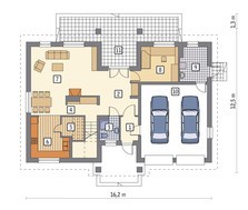 Проект красивого двухэтажного дома с гаражом на 2 машины