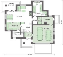 Проект интересного дома с гаражом на две машины