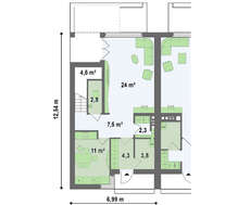 Проект двухэтажного модернового коттеджа на 2-е семьи с раздельными входами