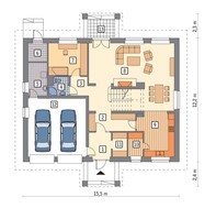 Проект кирпичного дома с полукруглыми окнами