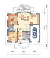 Проект двухэтажного особняка с полукруглыми балконами