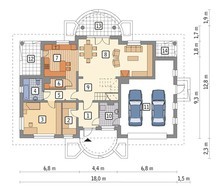 Проект симпатичного особняка с полукруглыми балконами