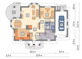 Проект красивого дома с двумя эркерами