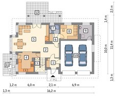 Проект двухэтажного особняка со светлой гостиной