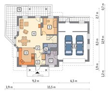 Проект двухэтажного особняка на три балкона