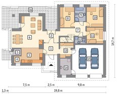 Проект жилого дома с выделением гостиной