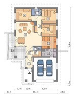 Проект одноэтажного просторного дома с колоннами