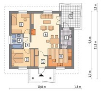 Проект одноэтажного дома с четырехскатной крышей