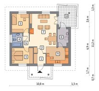Проект одноэтажного дома декорированного деревом