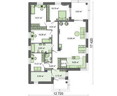 Проект одноэтажного дома с угловой террасой