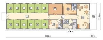 Проект большой конюшни с жилыми апартаментами