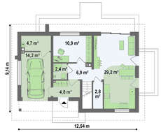 Проект небольшого коттеджа с мансардой и гаражом