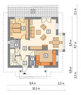 Проект двухэтажного дома с квадратным эркером