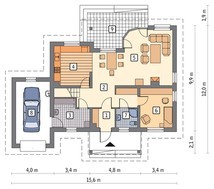 Проект жилого дома под красивой крышей