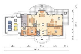 Проект красивого дома с запоминающейся крышей