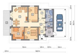 Проект жилого дома с навесом для авто