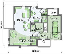Проект дома с кабинетом и гаражом