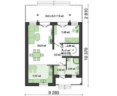 Проект видного дома на 3 спальни