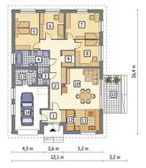 Проект одноэтажного дома с кирпичным орнаментом