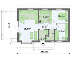 Проект небольшого классического одноэтажного коттеджа