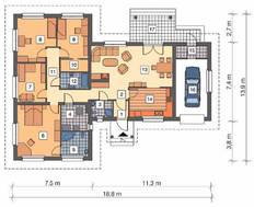 Проект одноэтажного дома Т - образной формы