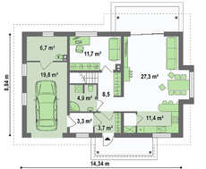 Проект частного мансардного дома  площадью 185 кв.м.